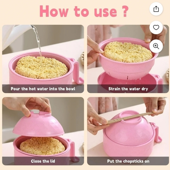 Pink Ramen Bowl Set with Utensils - Picture 8 of 12
